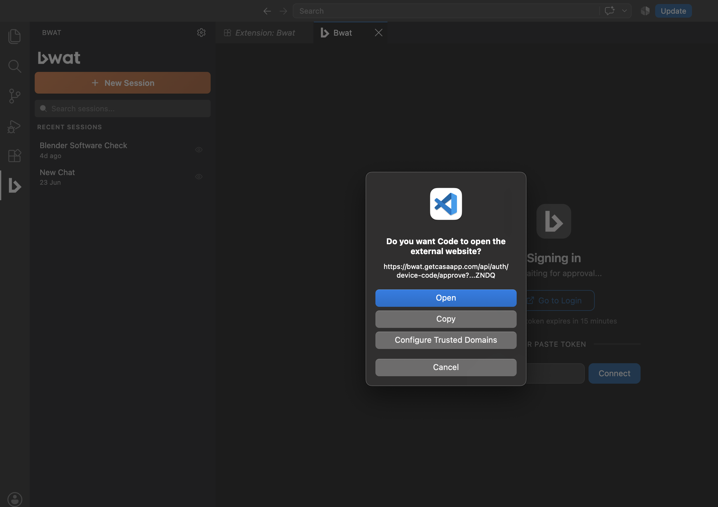 Login into your Bwat account