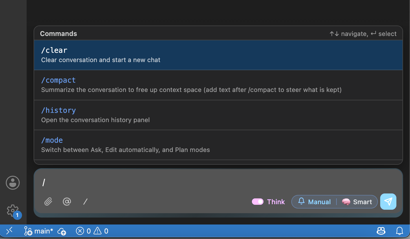 Tap the slash button to view the slash command
